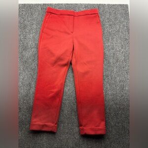 Women’s Ann Taylor Red Orange Straight Leg Mid Rise Ankle Dress Pants Size 10